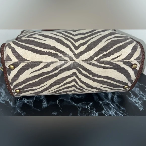 MICHAEL KORS Large Handbag Hamilton Zebra Print Brown Ivory AUTHENTIC - Picture 8 of 14